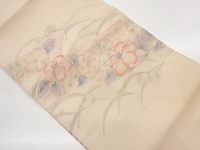 JAPANESE KIMONO / RO-GIN-KOMA EMBROIDERY / HAND-PAINTED CAMELLIA / TSU